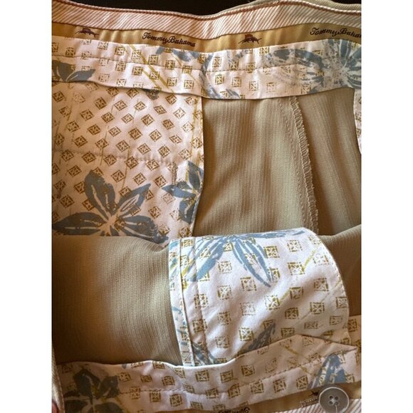Tommy Bahama Silk Blend Tan Pleated Shorts For Men Size 38 Summer Resort Beach - Picture 2 of 5